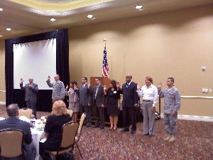 The newest chapter officers are sworn in during the August meeting.
